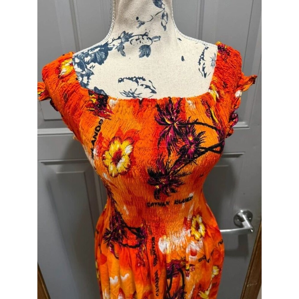 Orange tropical dress Cayman Islands - Picture 4 of 12